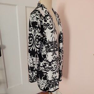 Alfani womens Open Front Cotton Blend Sweater Black/White Print Size M